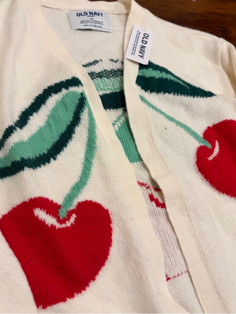 OLD NAVY SoSoft Open-Front Cherry Graphic Sweater for Toddler Girls-NWT 5T - Picture 7 of 7